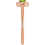 14K Rose Natural Peridot & .05 CTW Natural Diamond French-Set Halo-Style Ring