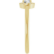 14K Yellow Natural White Sapphire & .05 CTW Natural Diamond French-Set Halo-Style Ring