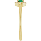 14K Yellow Lab-Grown Emerald & .05 CTW Natural Diamond French-Set Halo-Style Ring