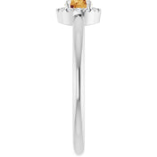 Sterling Silver Natural Citrine & .05 CTW Natural Diamond French-Set Halo-Style Ring