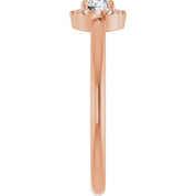 14K Rose Natural White Sapphire & .05 CTW Natural Diamond French-Set Halo-Style Ring