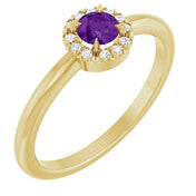 14K Yellow Natural Amethyst & .05 CTW Natural Diamond French-Set Halo-Style Ring