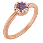 14K Rose Lab-Grown Alexandrite & .05 CTW Natural Diamond French-Set Halo-Style Ring