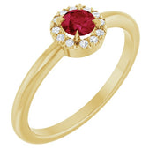 14K Yellow Natural Ruby & .05 CTW Natural Diamond French-Set Halo-Style Ring