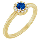 14K Yellow Natural Blue Sapphire & .08 CTW Natural Diamond French-Set Halo-Style Ring