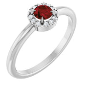 Platinum Natural Mozambique Garnet & .05 CTW Natural Diamond French-Set Halo-Style Ring