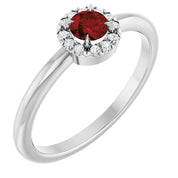 Platinum Natural Mozambique Garnet & .05 CTW Natural Diamond French-Set Halo-Style Ring