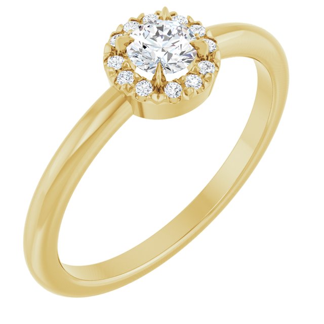 14K Yellow Natural White Sapphire & .05 CTW Natural Diamond French-Set Halo-Style Ring