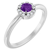Platinum Natural Amethyst & .05 CTW Natural Diamond French-Set Halo-Style Ring
