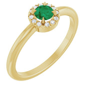 14K Yellow Lab-Grown Emerald & .05 CTW Natural Diamond French-Set Halo-Style Ring