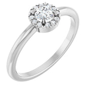 Sterling Silver Natural White Sapphire & .05 CTW Natural Diamond French-Set Halo-Style Ring