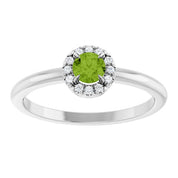 Sterling Silver Natural Peridot & .05 CTW Natural Diamond French-Set Halo-Style Ring