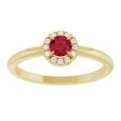 14K Yellow Natural Ruby & .05 CTW Natural Diamond French-Set Halo-Style Ring