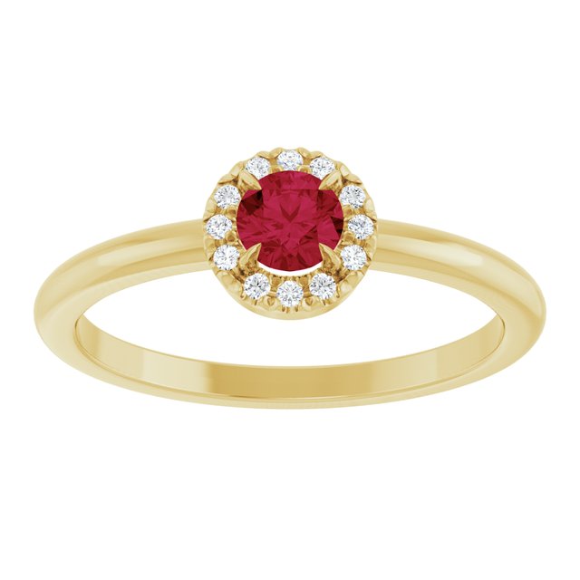 14K Yellow Natural Ruby & .05 CTW Natural Diamond French-Set Halo-Style Ring