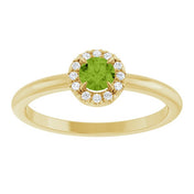14K Yellow Natural Peridot & .05 CTW Natural Diamond French-Set Halo-Style Ring