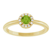 14K Yellow Natural Peridot & .05 CTW Natural Diamond French-Set Halo-Style Ring