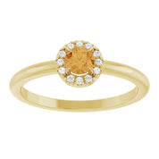 14K Yellow Natural Citrine & .05 CTW Natural Diamond French-Set Halo-Style Ring