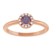 14K Rose Lab-Grown Alexandrite & .05 CTW Natural Diamond French-Set Halo-Style Ring