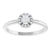 14K White Natural White Sapphire & .05 CTW Natural Diamond French-Set Halo-Style Ring