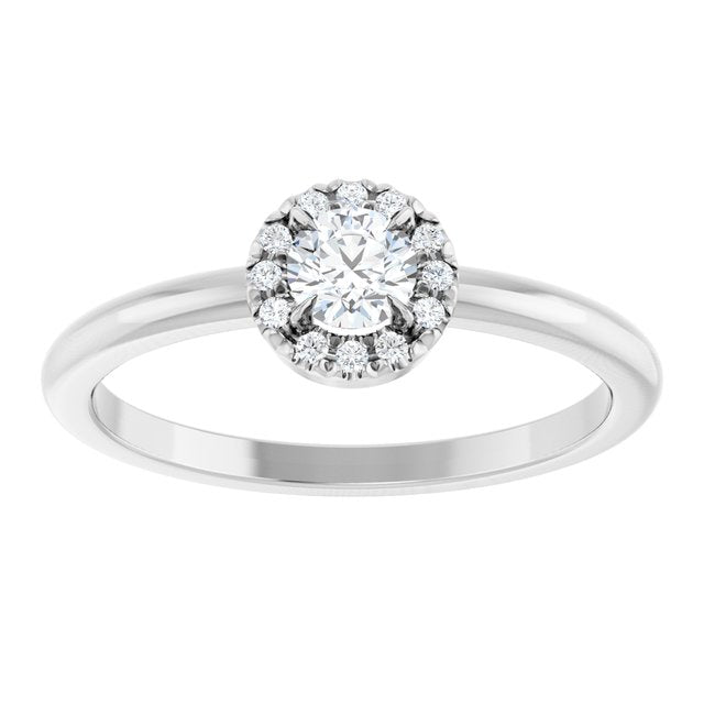 14K White Natural White Sapphire & .05 CTW Natural Diamond French-Set Halo-Style Ring