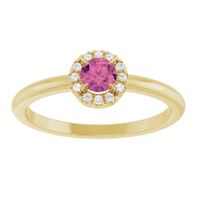 14K Yellow Natural Pink Tourmaline & .05 CTW Natural Diamond French-Set Halo-Style Ring