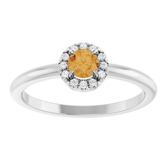 Platinum Natural Citrine & .05 CTW Natural Diamond French-Set Halo-Style Ring
