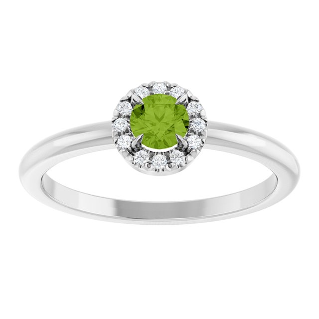 Platinum Natural Peridot & .05 CTW Natural Diamond French-Set Halo-Style Ring