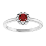 14K White Natural Mozambique Garnet & .05 CTW Natural Diamond French-Set Halo-Style Ring