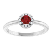 14K White Natural Mozambique Garnet & .05 CTW Natural Diamond French-Set Halo-Style Ring