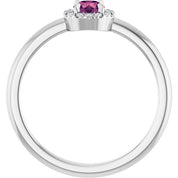 14K White Natural Pink Tourmaline & .05 CTW Natural Diamond French-Set Halo-Style Ring