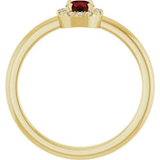 14K Yellow Natural Mozambique Garnet & .05 CTW Natural Diamond French-Set Halo-Style Ring