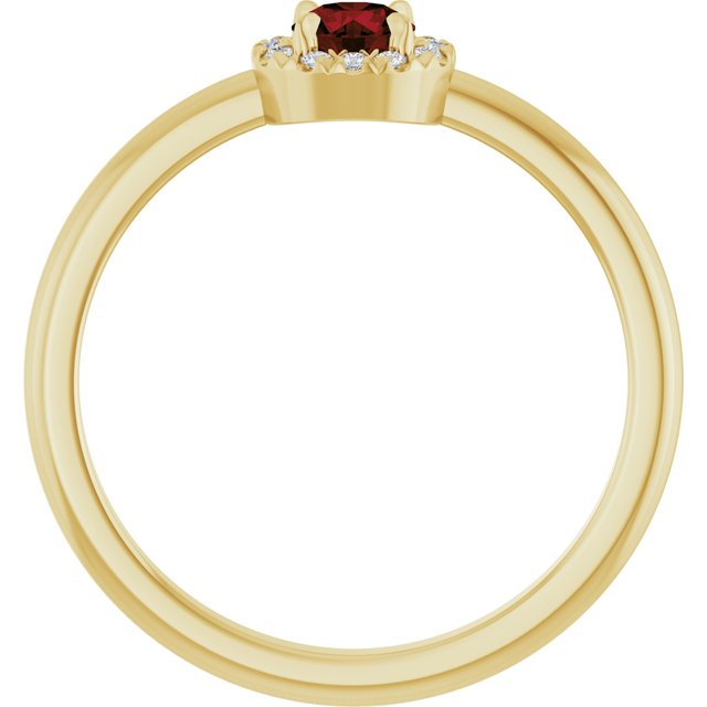 14K Yellow Natural Mozambique Garnet & .05 CTW Natural Diamond French-Set Halo-Style Ring