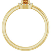 14K Yellow Natural Citrine & .05 CTW Natural Diamond French-Set Halo-Style Ring