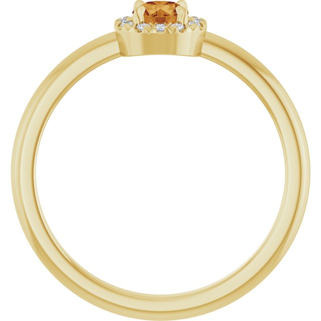 14K Yellow Natural Citrine & .05 CTW Natural Diamond French-Set Halo-Style Ring