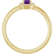 14K Yellow Natural Amethyst & .05 CTW Natural Diamond French-Set Halo-Style Ring