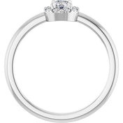 Sterling Silver Natural White Sapphire & .05 CTW Natural Diamond French-Set Halo-Style Ring