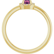 14K Yellow Natural Pink Tourmaline & .05 CTW Natural Diamond French-Set Halo-Style Ring