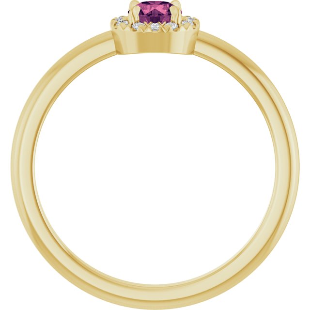 14K Yellow Natural Pink Tourmaline & .05 CTW Natural Diamond French-Set Halo-Style Ring