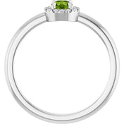 Platinum Natural Peridot & .05 CTW Natural Diamond French-Set Halo-Style Ring