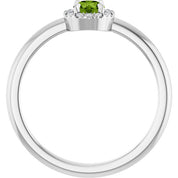 Platinum Natural Peridot & .05 CTW Natural Diamond French-Set Halo-Style Ring