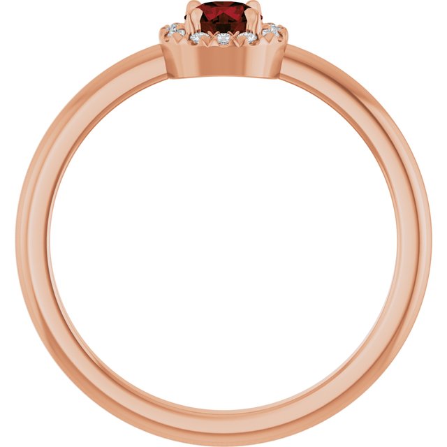 14K Rose Natural Mozambique Garnet & .05 CTW Natural Diamond French-Set Halo-Style Ring
