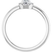 14K White Natural White Sapphire & .05 CTW Natural Diamond French-Set Halo-Style Ring