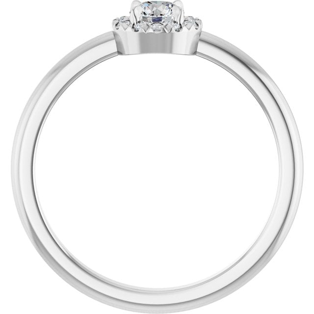 14K White Natural White Sapphire & .05 CTW Natural Diamond French-Set Halo-Style Ring