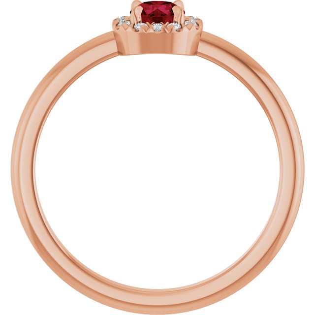 14K Rose Natural Ruby & .05 CTW Natural Diamond French-Set Halo-Style Ring