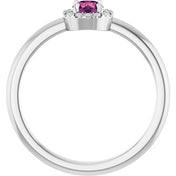 Platinum Natural Pink Tourmaline & .05 CTW Natural Diamond French-Set Halo-Style Ring