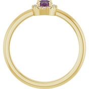 14K Yellow Lab-Grown Alexandrite & .05 CTW Natural Diamond French-Set Halo-Style Ring