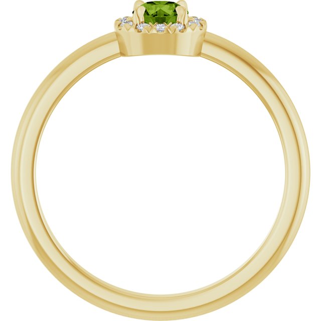 14K Yellow Natural Peridot & .05 CTW Natural Diamond French-Set Halo-Style Ring