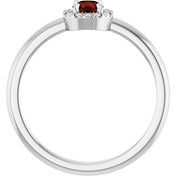 Platinum Natural Mozambique Garnet & .05 CTW Natural Diamond French-Set Halo-Style Ring