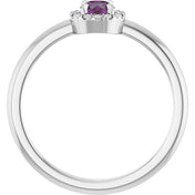 14K White Lab-Grown Alexandrite & .05 CTW Natural Diamond French-Set Halo-Style Ring