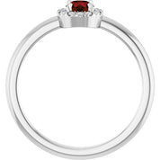 14K White Natural Mozambique Garnet & .05 CTW Natural Diamond French-Set Halo-Style Ring